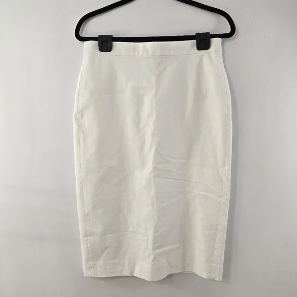 J Crew No. 3 Pencil Skirt Midi Stretchy Off White Bi-Stretch Cotton High Rise 8 - Picture 3 of 12